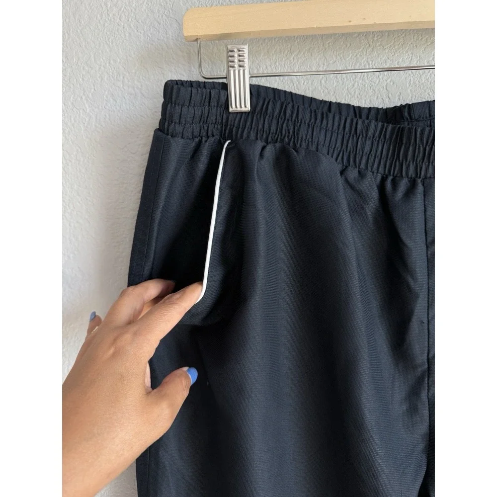Kappa Men's L Black Nylon Windbreaker Pants Track Techwear Gorpcore Toggle Cuff